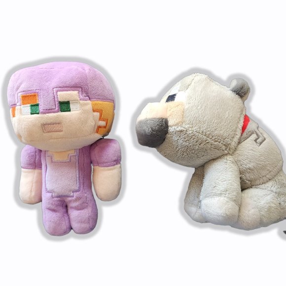 Minecraft Alex and Baby Wolf Plush Toy Mojang Jinx - Picture 4 of 5